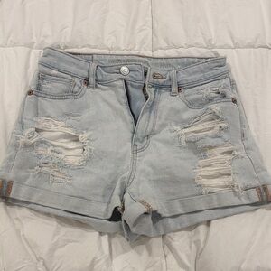 American Eagle Light Wash Ripped Jean Shorts